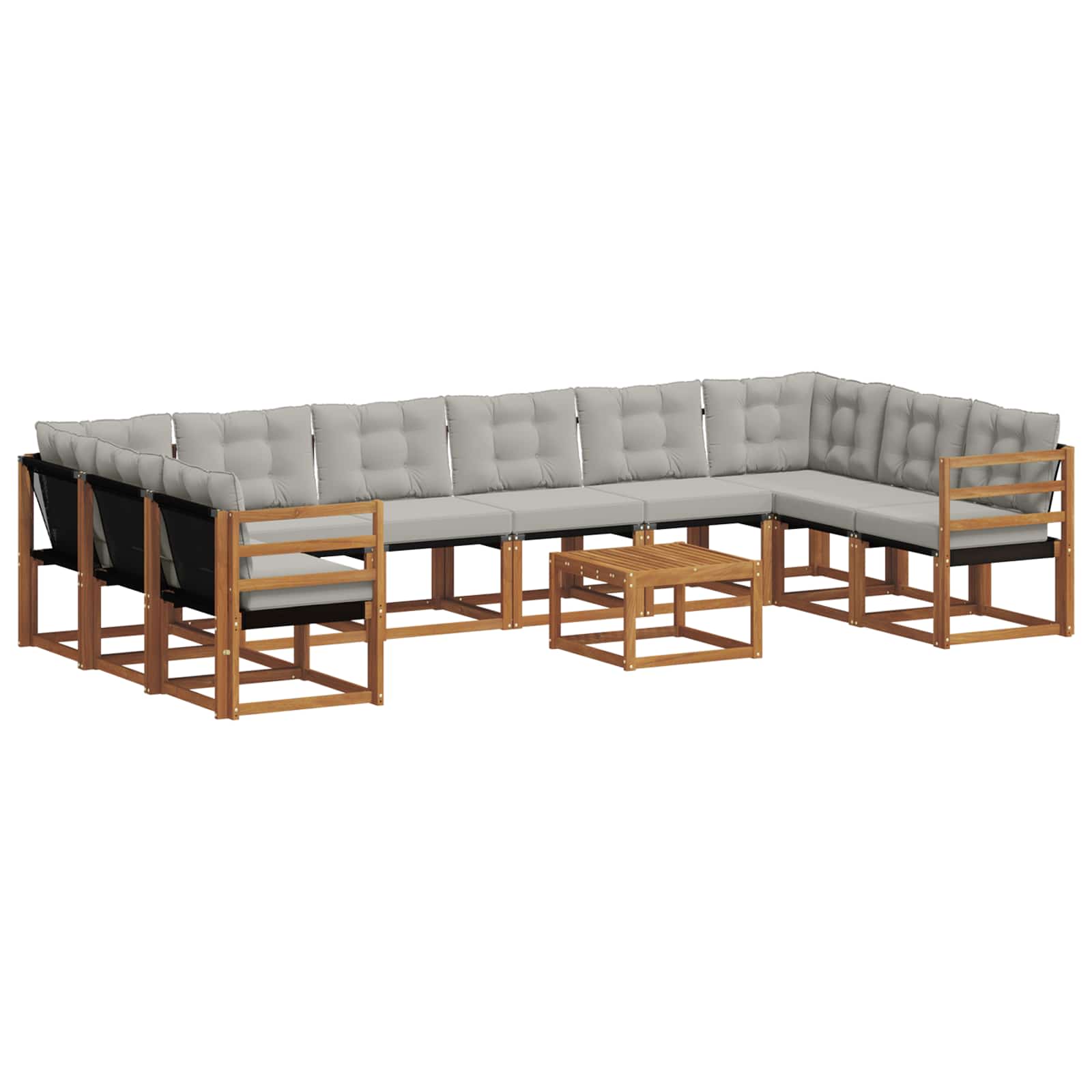 Buiten bankenset met kussen 11 pcs Natuurlijk en Lichtgrijs is nu te koop bij PeponiXL, paradijselijk wonen!