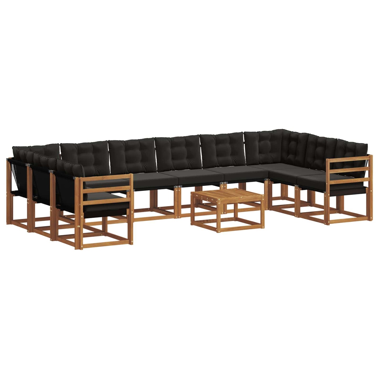 Buiten bankenset met kussen 11 pcs Natuurlijk en Zwart is nu te koop bij PeponiXL, paradijselijk wonen!