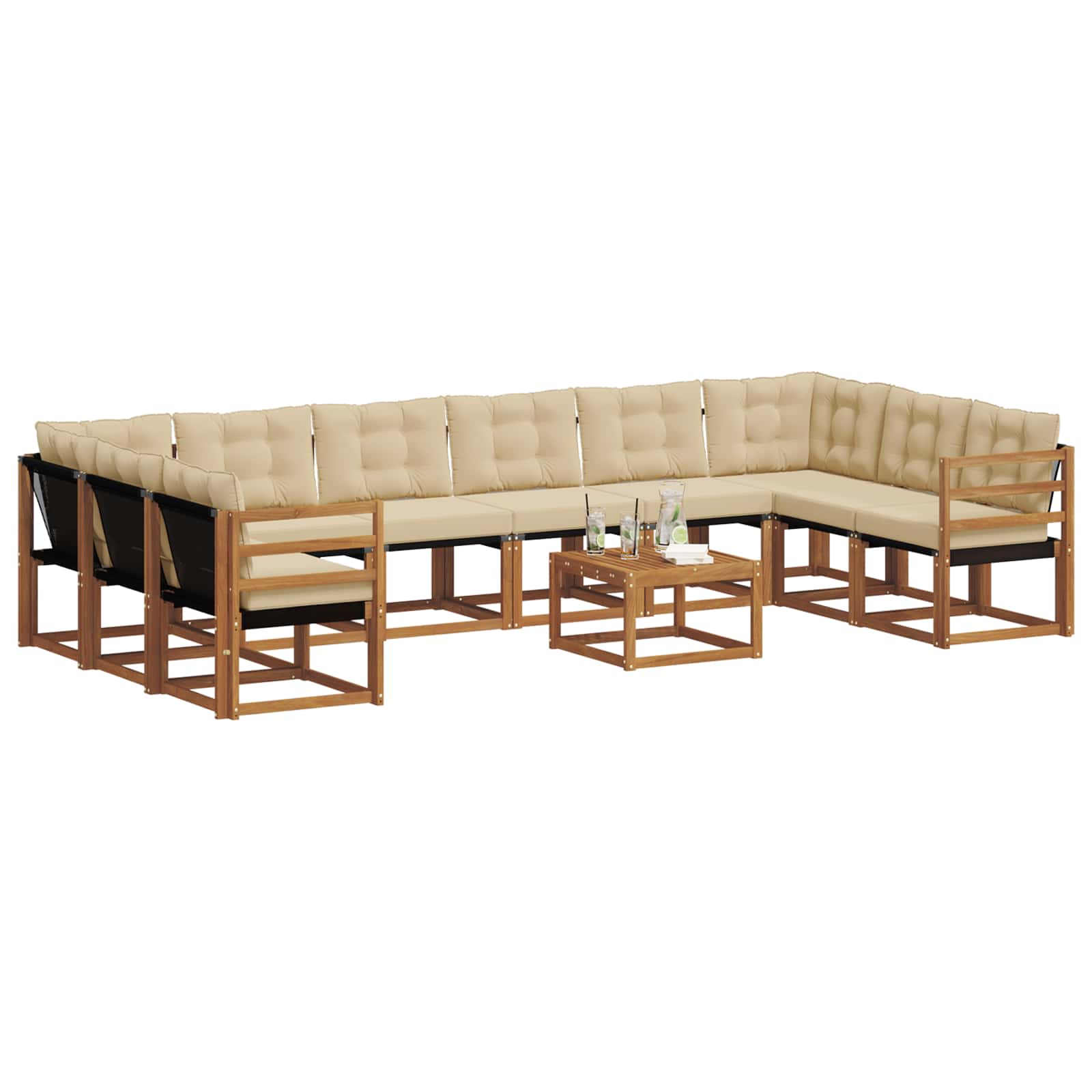 Buiten bankenset met kussen 11 pcs Natuurlijk en Beige is nu te koop bij PeponiXL, paradijselijk wonen!