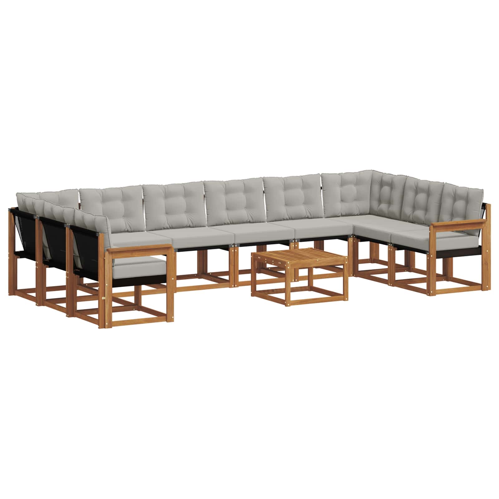 Buiten bankenset met kussen 11 pcs Natuurlijk en Lichtgrijs is nu te koop bij PeponiXL, paradijselijk wonen!