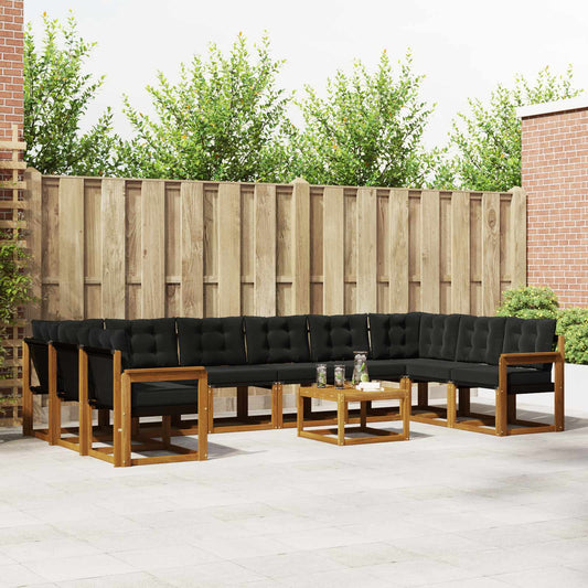 Buiten bankenset met kussen 11 pcs Natuurlijk en Zwart is nu te koop bij PeponiXL, paradijselijk wonen!
