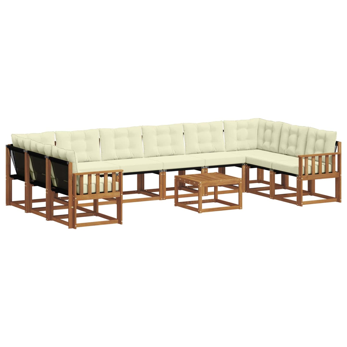 Buiten bankenset met kussen 11 pcs Natuurlijk en Crème is nu te koop bij PeponiXL, paradijselijk wonen!