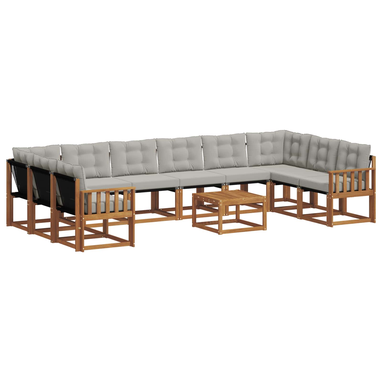 Buiten bankenset met kussen 11 pcs Natuurlijk en Lichtgrijs is nu te koop bij PeponiXL, paradijselijk wonen!