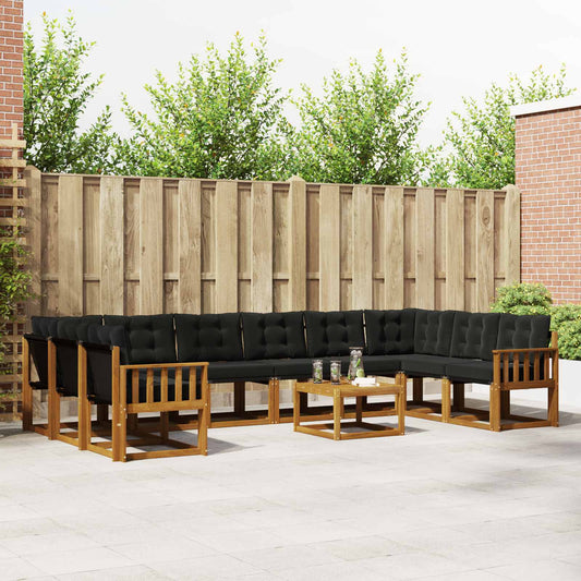 Buiten bankenset met kussen 11 pcs Natuurlijk en Zwart is nu te koop bij PeponiXL, paradijselijk wonen!