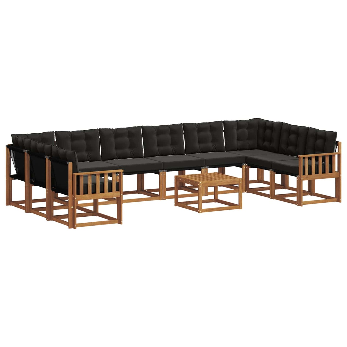 Buiten bankenset met kussen 11 pcs Natuurlijk en Zwart is nu te koop bij PeponiXL, paradijselijk wonen!