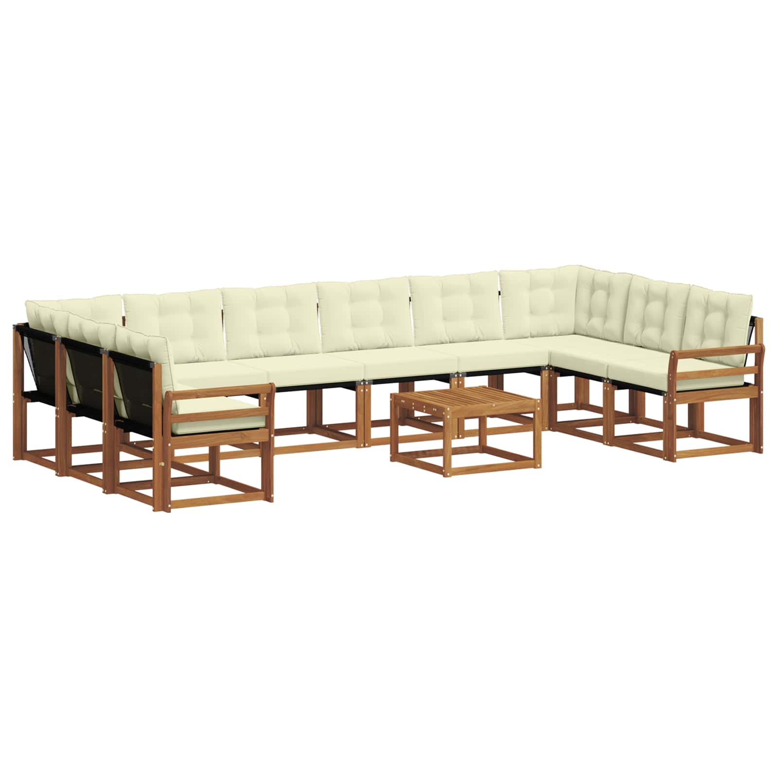 Buiten bankenset met kussen 11 pcs Natuurlijk en Crème is nu te koop bij PeponiXL, paradijselijk wonen!