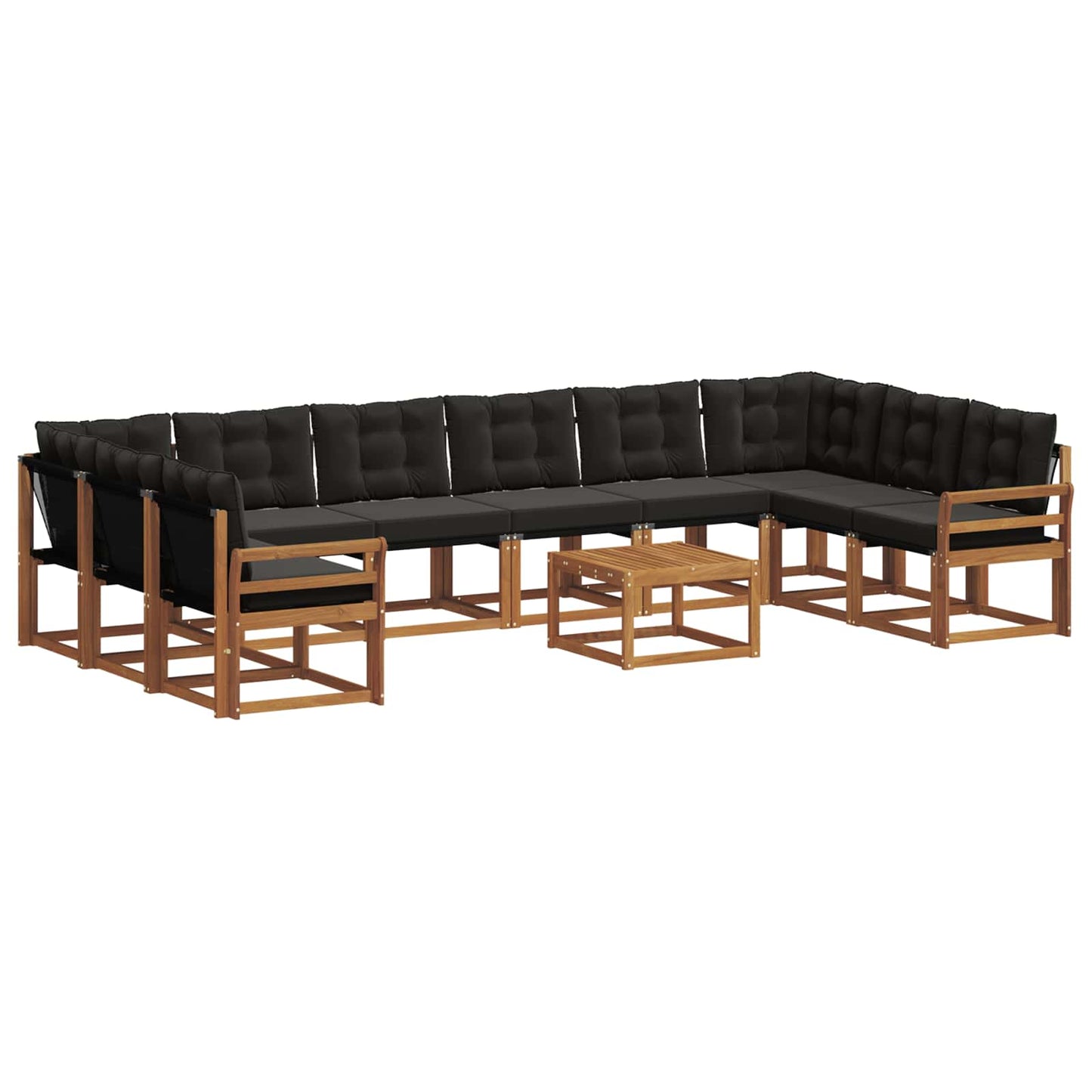 Buiten bankenset met kussen 11 pcs Natuurlijk en Zwart is nu te koop bij PeponiXL, paradijselijk wonen!