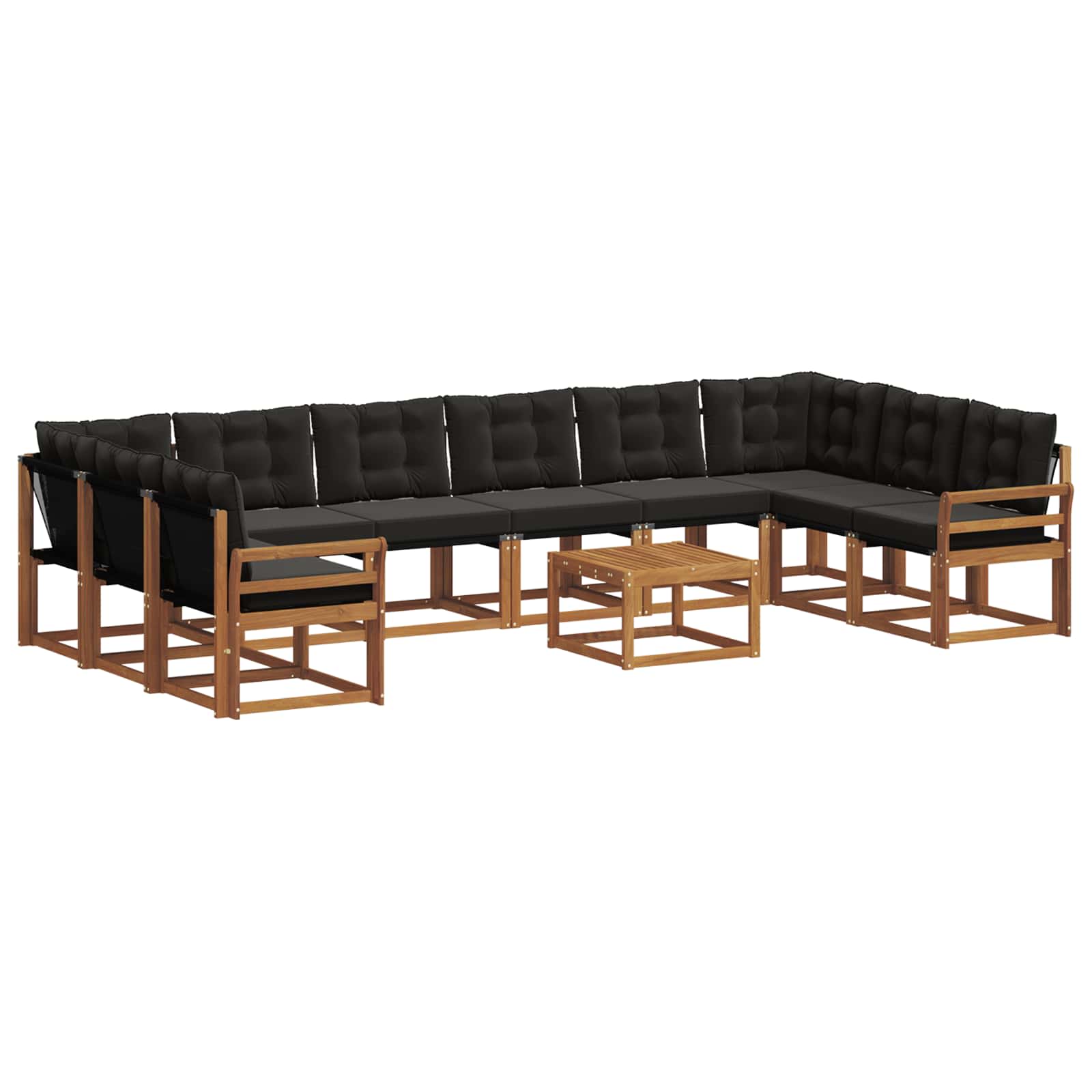 Buiten bankenset met kussen 11 pcs Natuurlijk en Zwart is nu te koop bij PeponiXL, paradijselijk wonen!