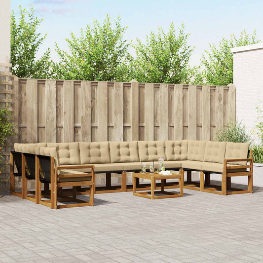 Buiten bankenset met kussen 11 pcs Natuurlijk en Beige is nu te koop bij PeponiXL, paradijselijk wonen!