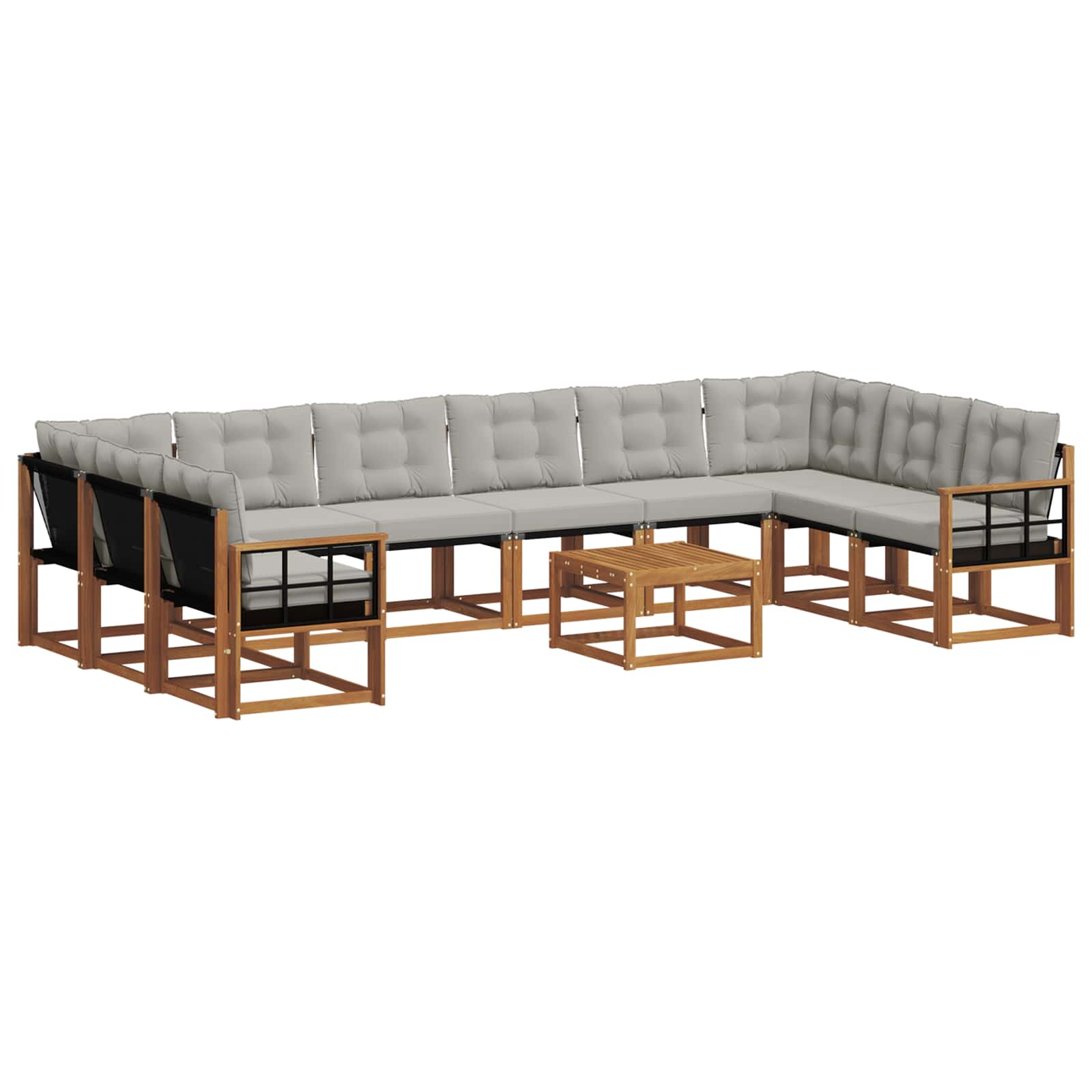 Buiten bankenset met kussen 11 pcs Natuurlijk en Lichtgrijs is nu te koop bij PeponiXL, paradijselijk wonen!