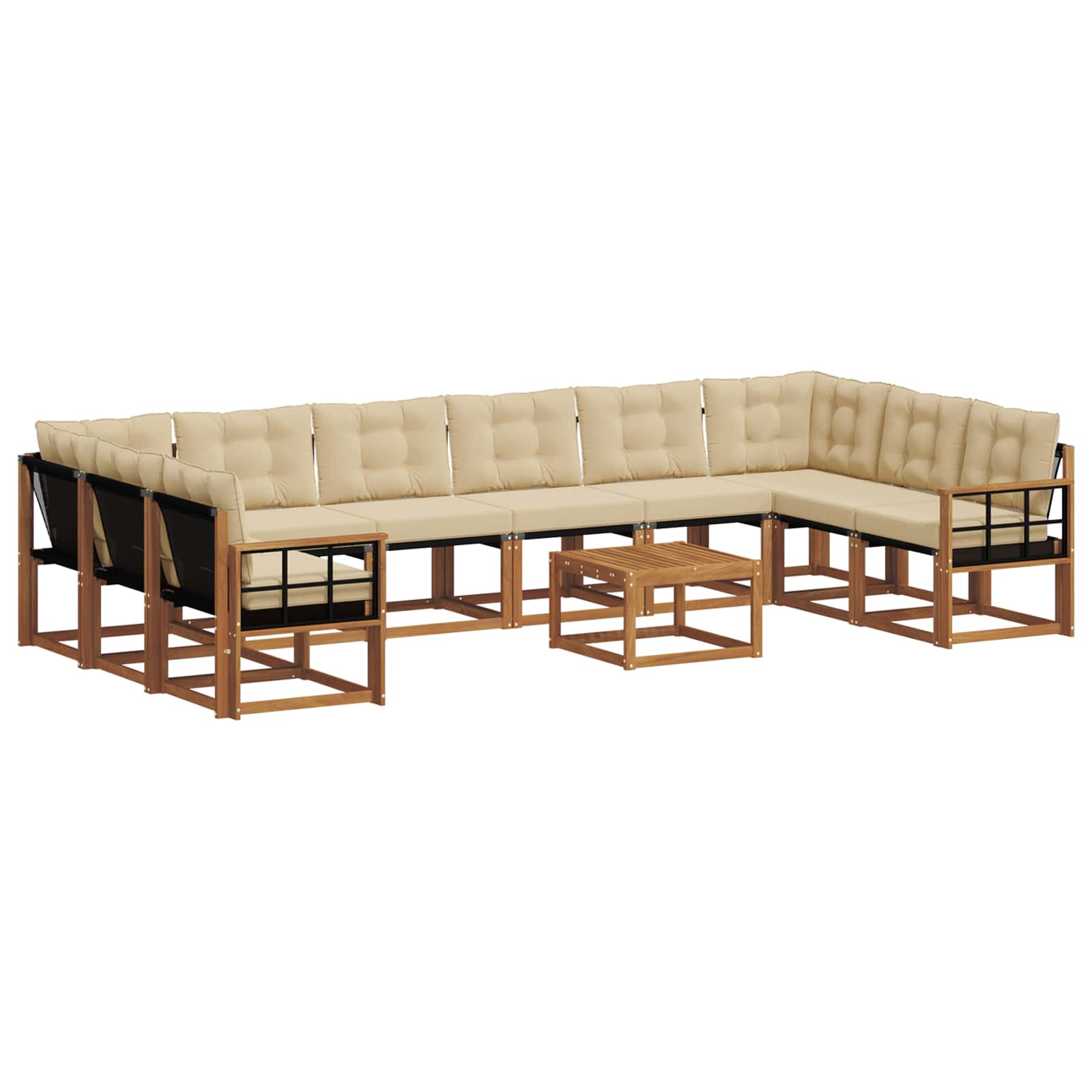 Buiten bankenset met kussen 11 pcs Natuurlijk en Beige is nu te koop bij PeponiXL, paradijselijk wonen!