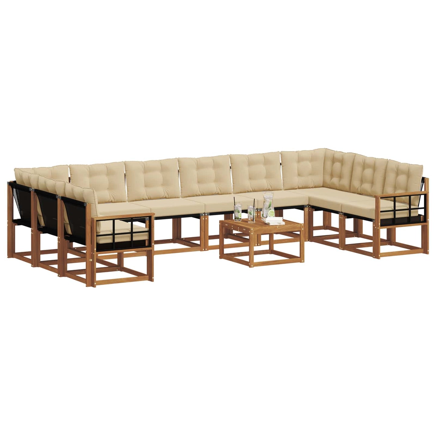 Buiten bankenset met kussen 11 pcs Natuurlijk en Beige is nu te koop bij PeponiXL, paradijselijk wonen!