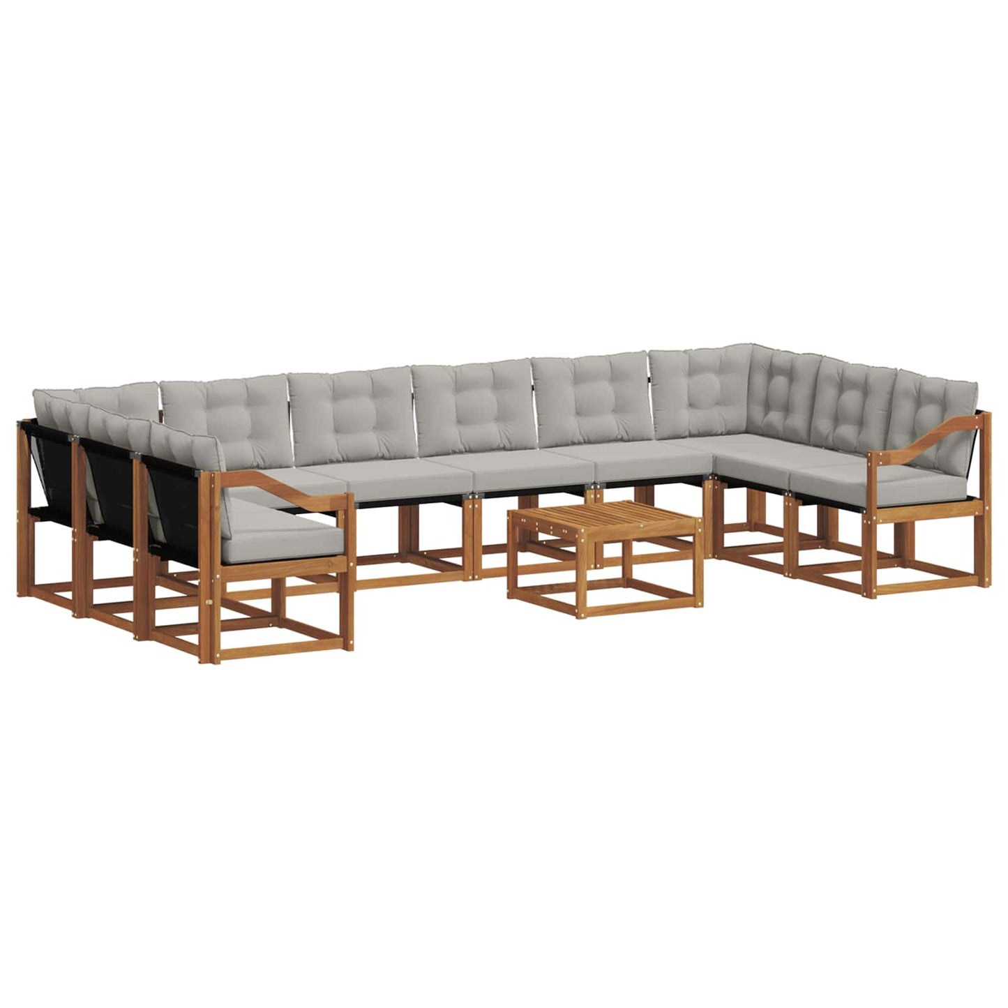 Buiten bankenset met kussen 11 pcs Natuurlijk en Lichtgrijs is nu te koop bij PeponiXL, paradijselijk wonen!