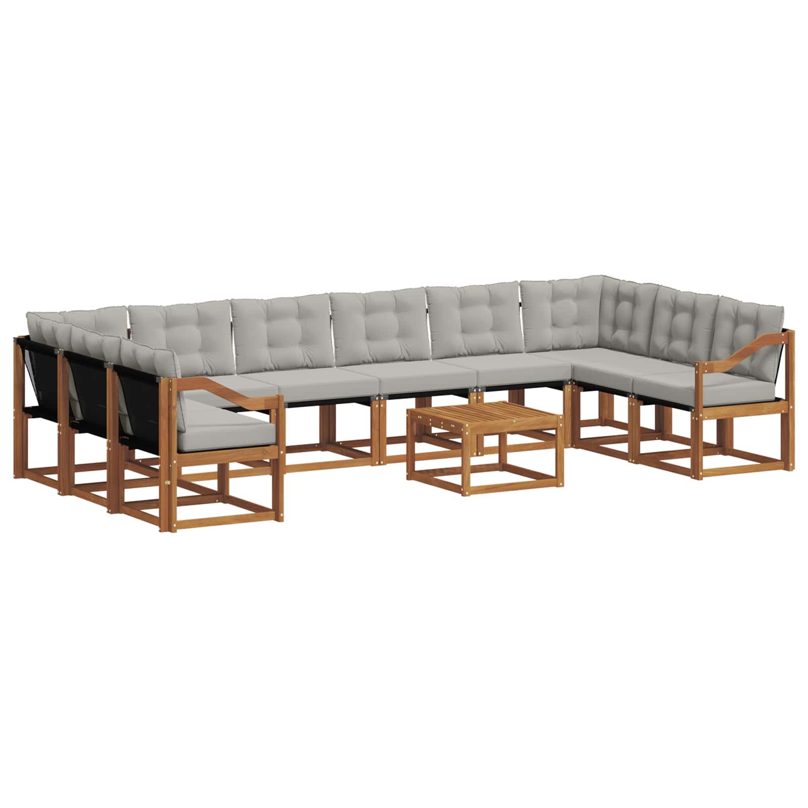 Buiten bankenset met kussen 11 pcs Natuurlijk en Lichtgrijs is nu te koop bij PeponiXL, paradijselijk wonen!