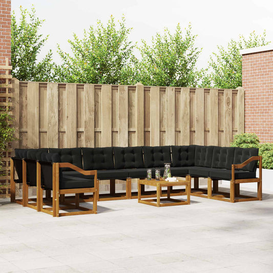 Buiten bankenset met kussen 11 pcs Natuurlijk en Zwart is nu te koop bij PeponiXL, paradijselijk wonen!
