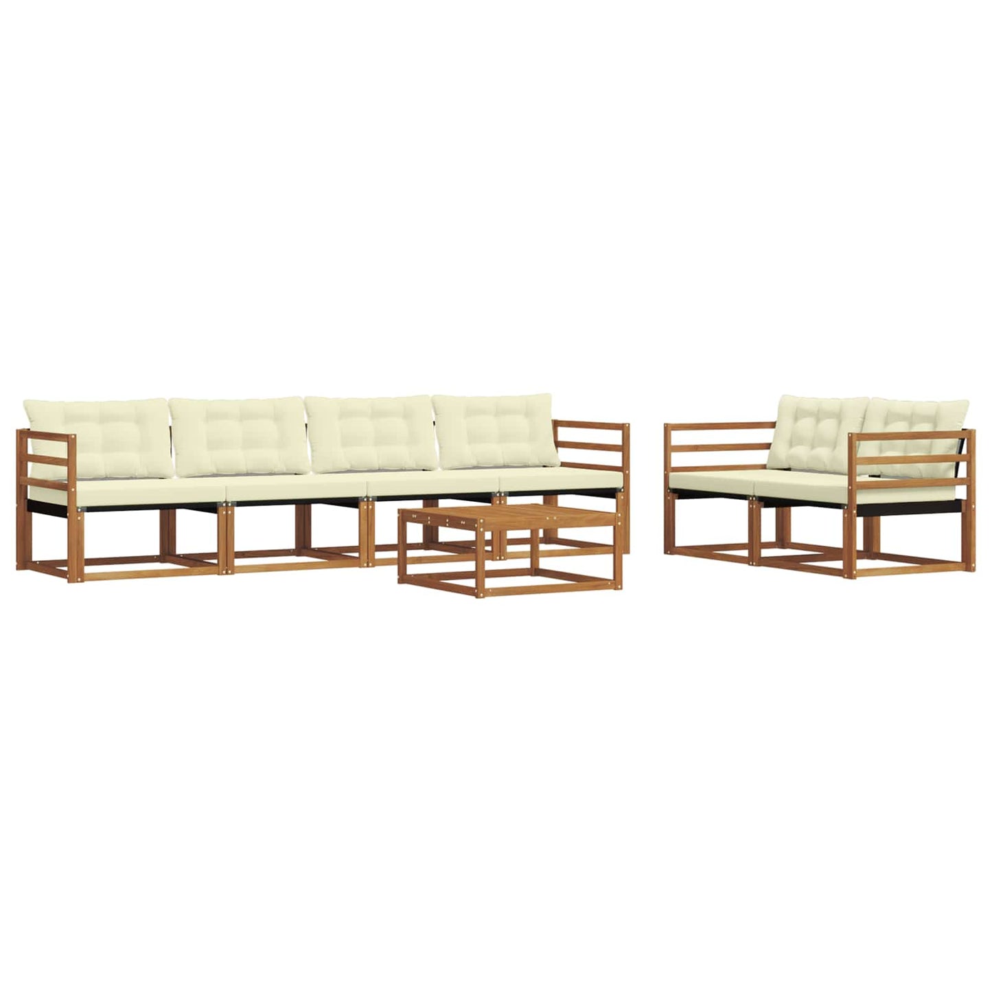 Buiten bankenset met kussen 7 pcs Natuurlijk en Crème is nu te koop bij PeponiXL, paradijselijk wonen!
