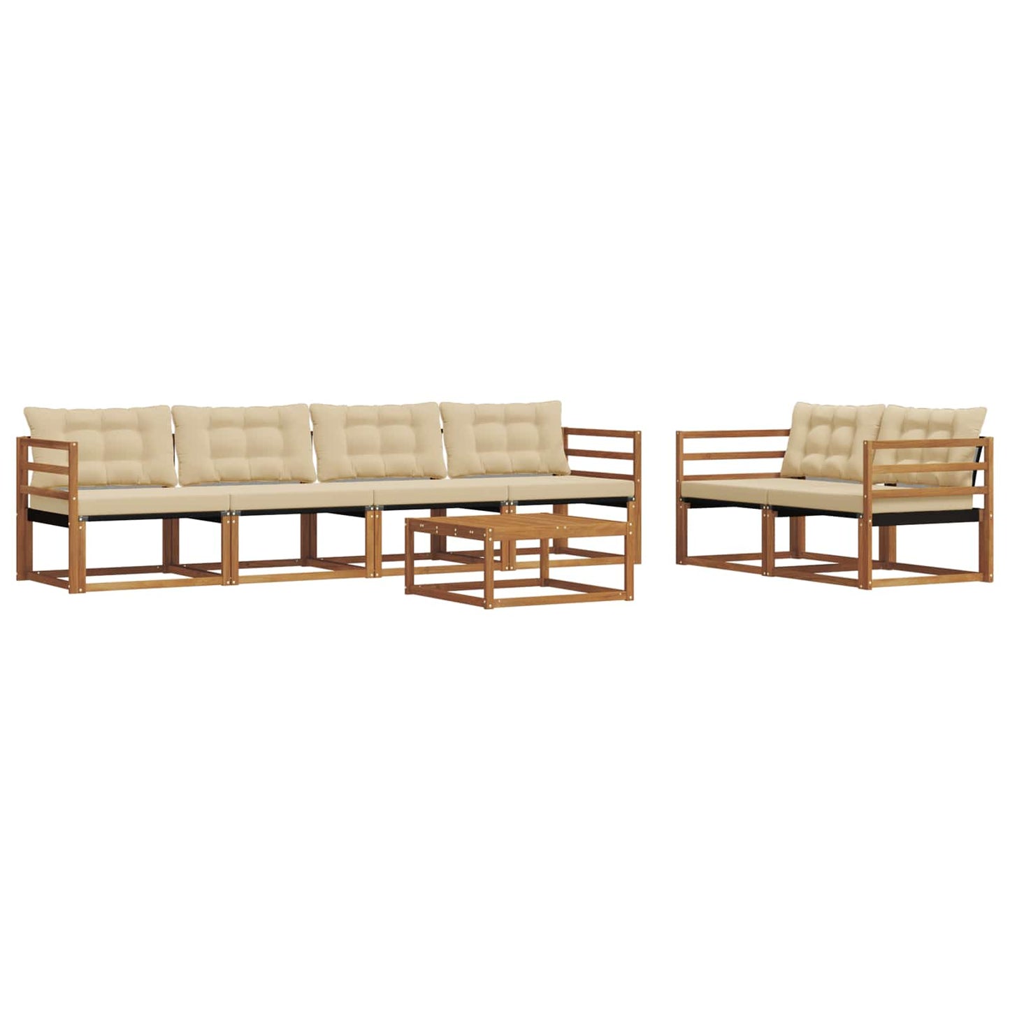 Buiten bankenset met kussen 7 pcs Natuurlijk en Beige is nu te koop bij PeponiXL, paradijselijk wonen!