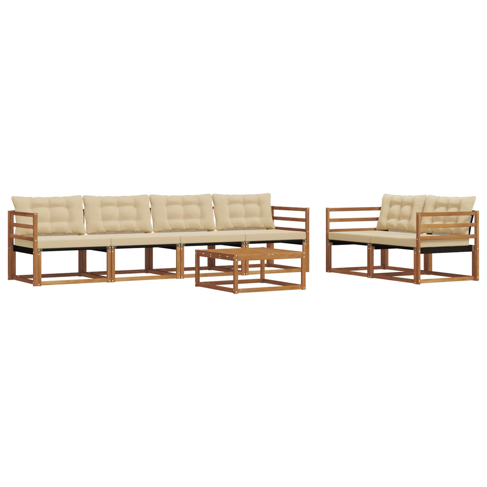 Buiten bankenset met kussen 7 pcs Natuurlijk en Beige is nu te koop bij PeponiXL, paradijselijk wonen!