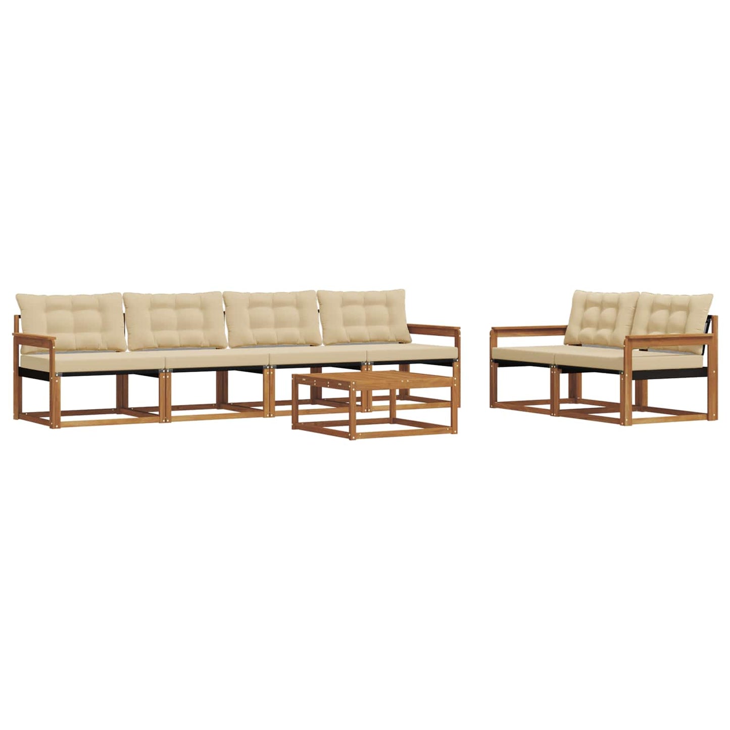 Buiten bankenset met kussen 7 pcs Natuurlijk en Beige is nu te koop bij PeponiXL, paradijselijk wonen!