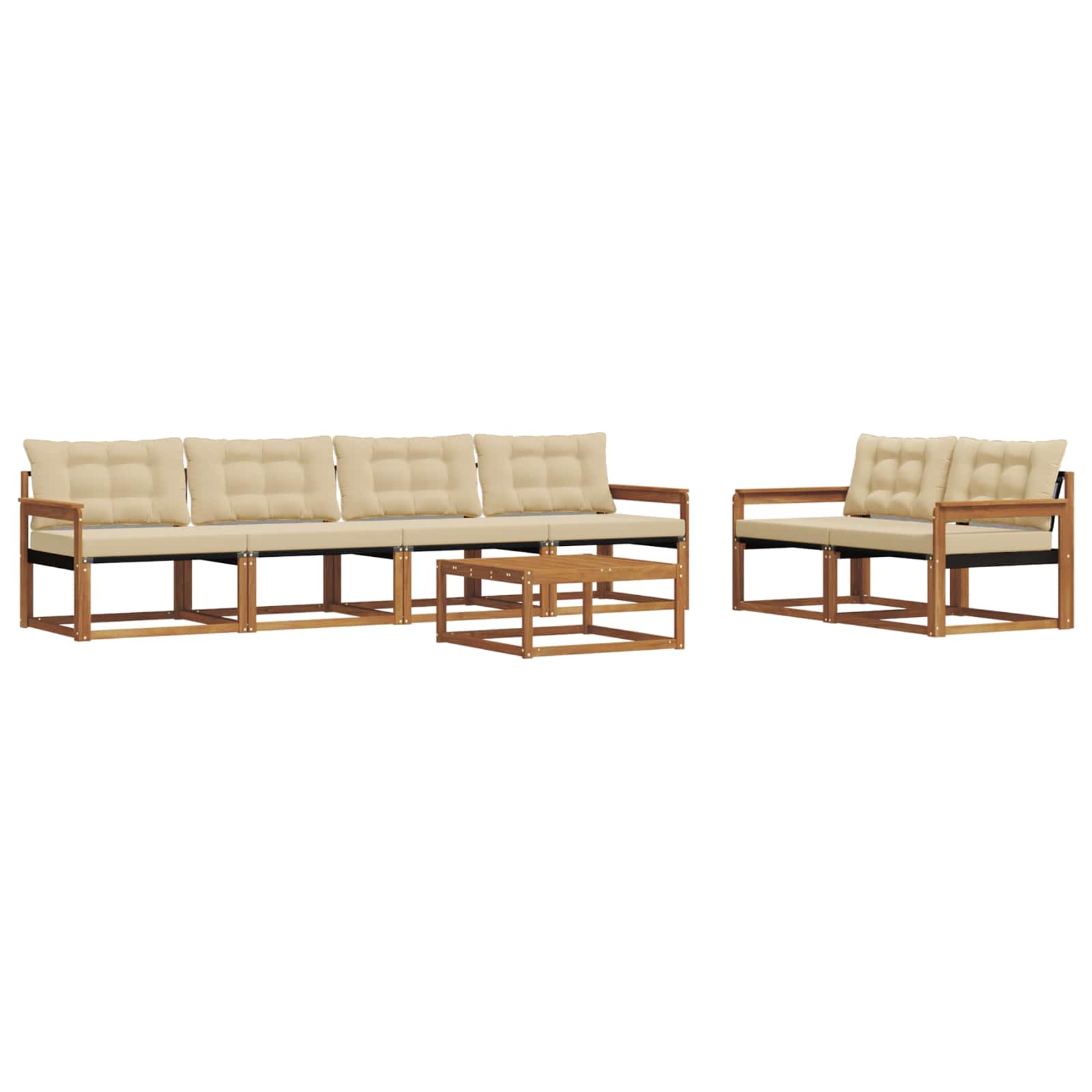 Buiten bankenset met kussen 7 pcs Natuurlijk en Beige is nu te koop bij PeponiXL, paradijselijk wonen!