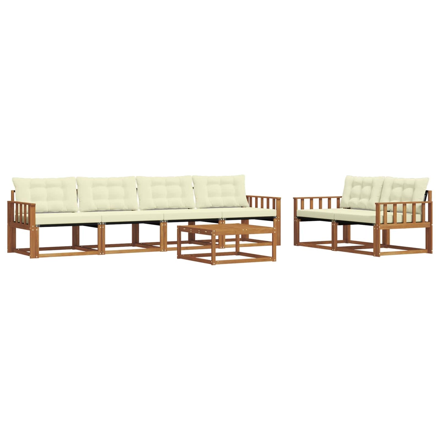 Buiten bankenset met kussen 7 pcs Natuurlijk en Crème is nu te koop bij PeponiXL, paradijselijk wonen!
