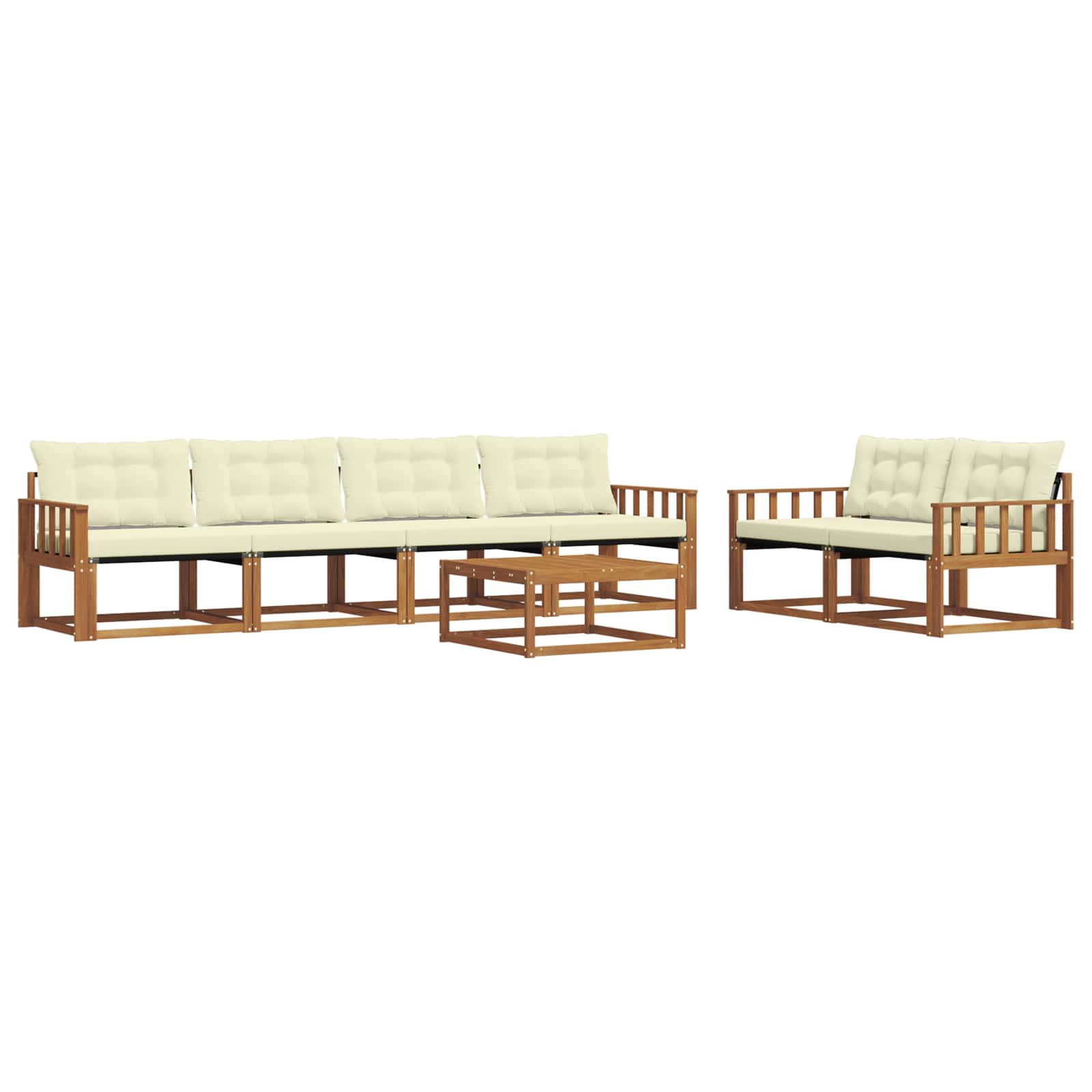Buiten bankenset met kussen 7 pcs Natuurlijk en Crème is nu te koop bij PeponiXL, paradijselijk wonen!