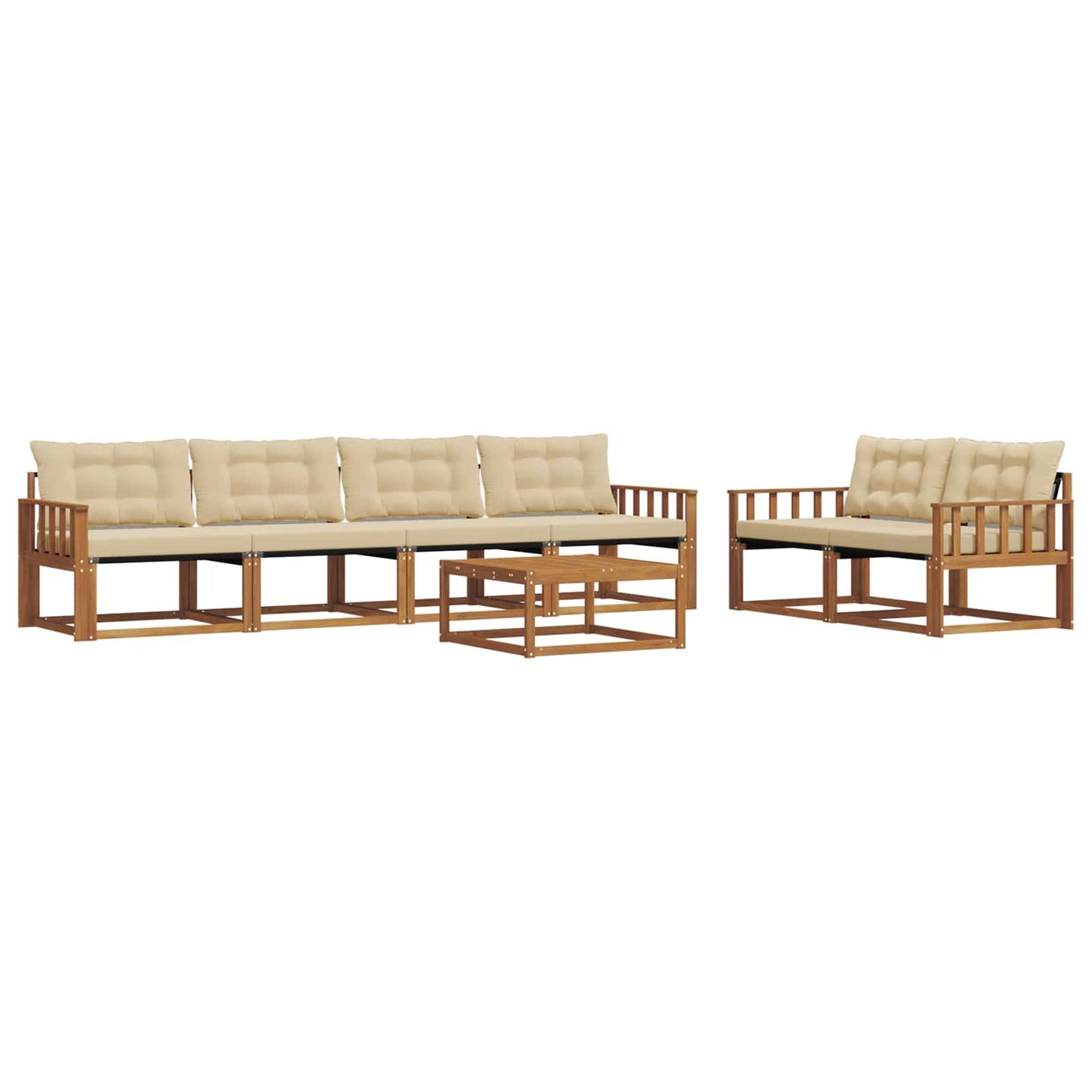 Buiten bankenset met kussen 7 pcs Natuurlijk en Beige is nu te koop bij PeponiXL, paradijselijk wonen!