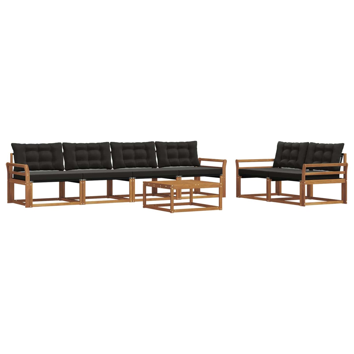 Buiten bankenset met kussen 7 pcs Natuurlijk en Zwart is nu te koop bij PeponiXL, paradijselijk wonen!