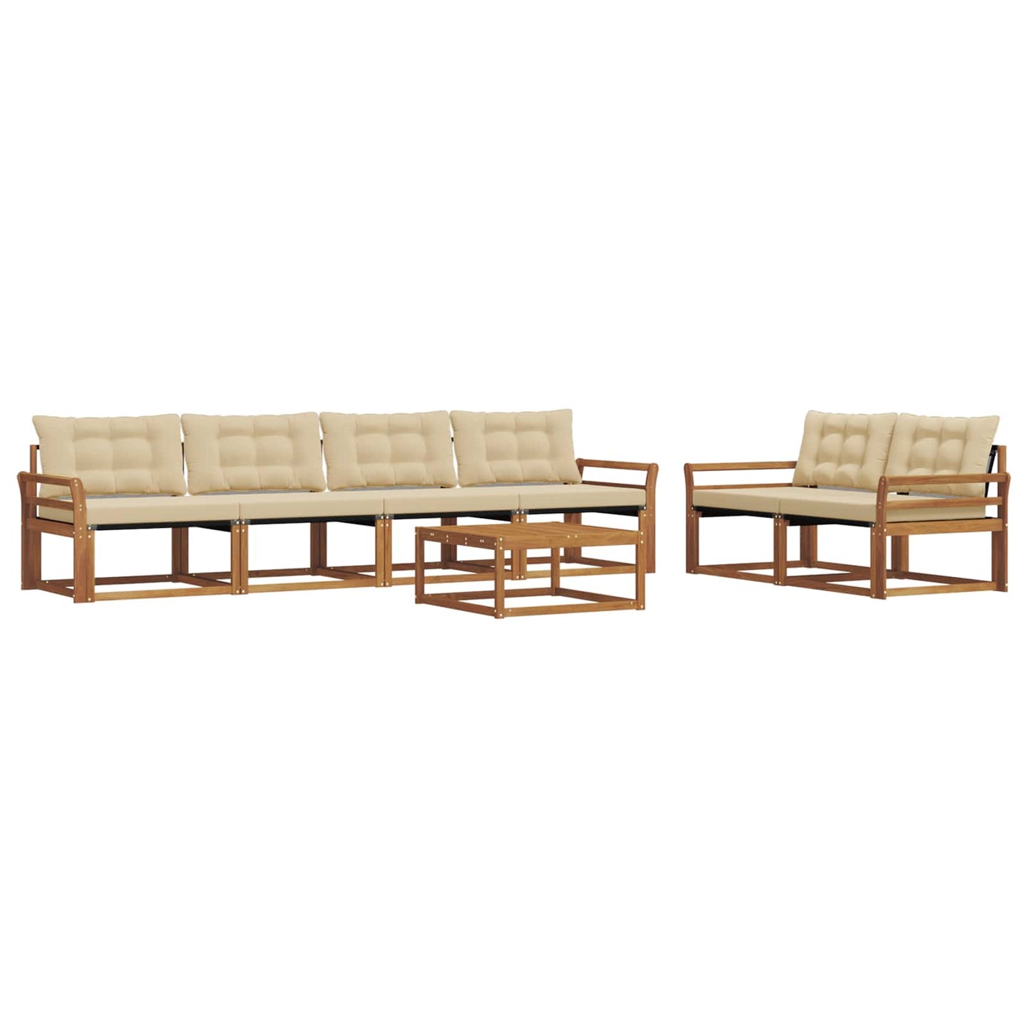 Buiten bankenset met kussen 7 pcs Natuurlijk en Beige is nu te koop bij PeponiXL, paradijselijk wonen!