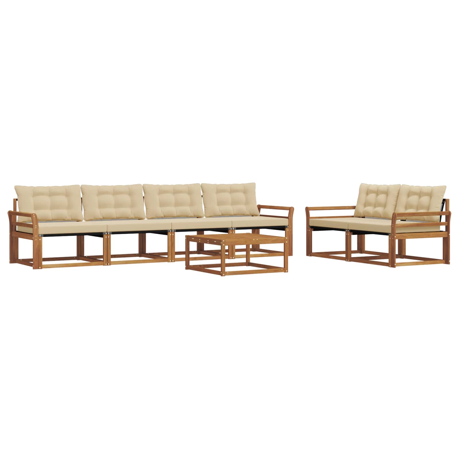 Buiten bankenset met kussen 7 pcs Natuurlijk en Beige is nu te koop bij PeponiXL, paradijselijk wonen!