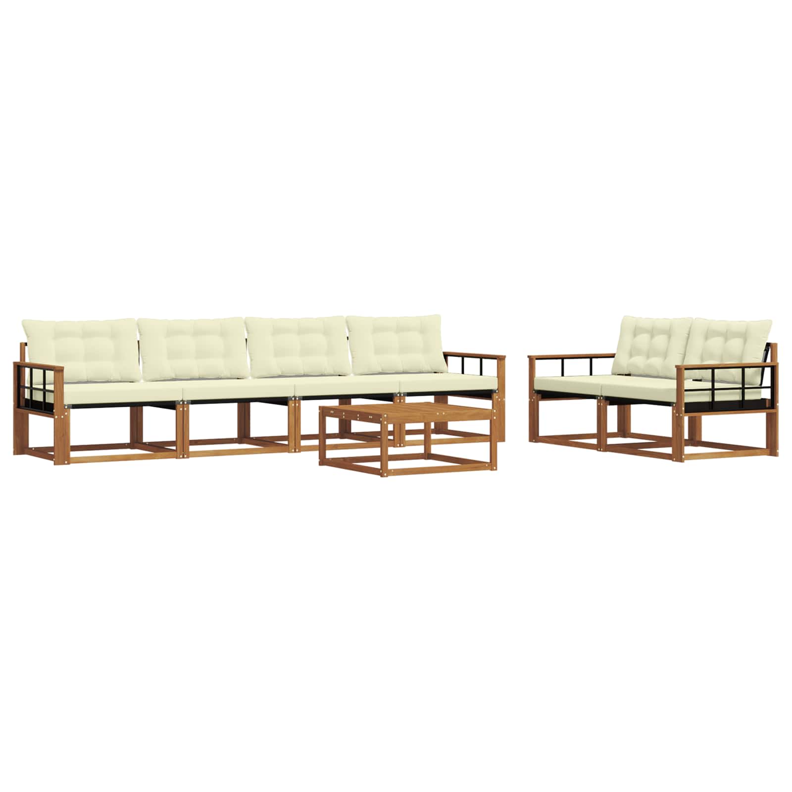 Buiten bankenset met kussen 7 pcs Natuurlijk en Crème is nu te koop bij PeponiXL, paradijselijk wonen!