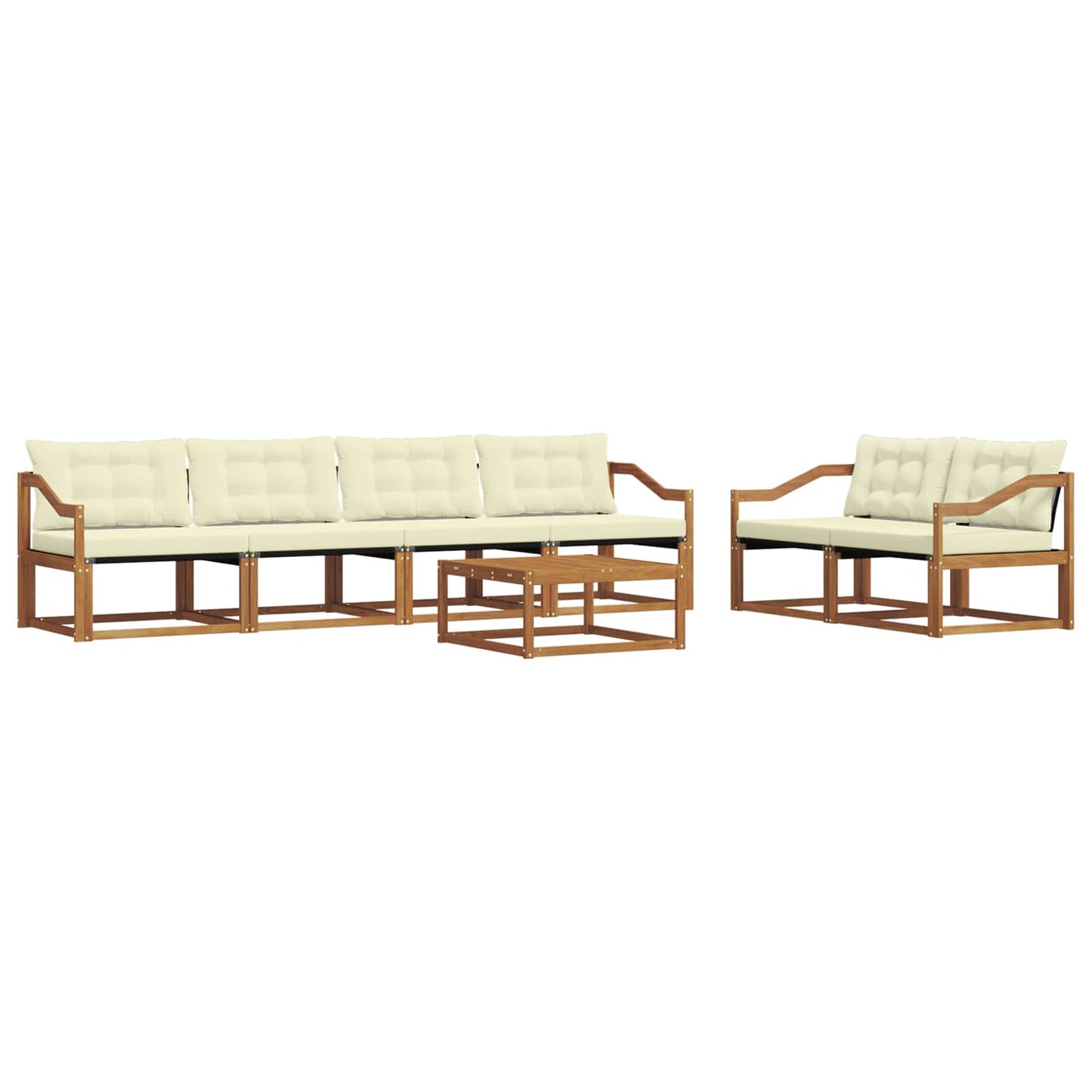 Buiten bankenset met kussen 7 pcs Natuurlijk en Crème is nu te koop bij PeponiXL, paradijselijk wonen!