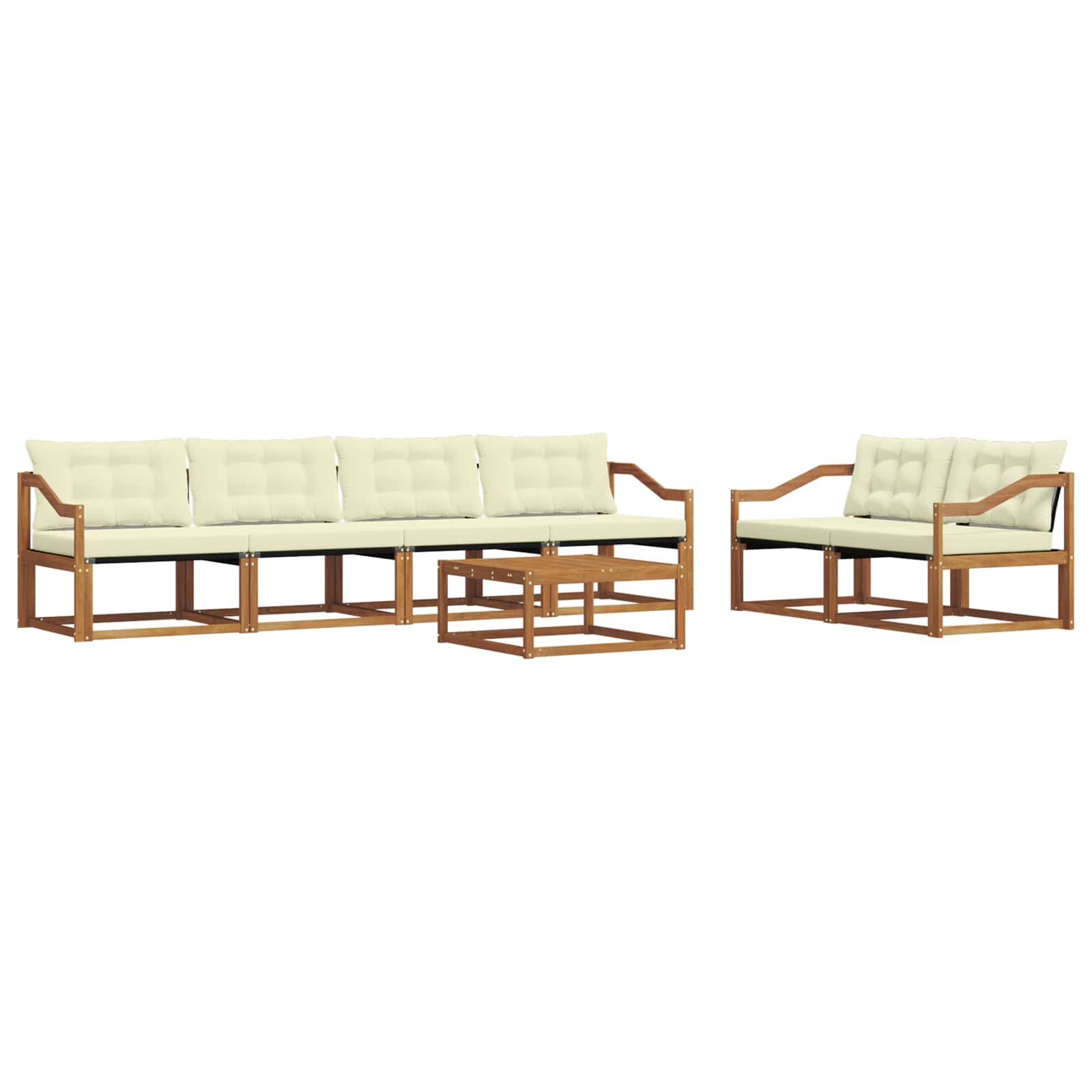 Buiten bankenset met kussen 7 pcs Natuurlijk en Crème is nu te koop bij PeponiXL, paradijselijk wonen!
