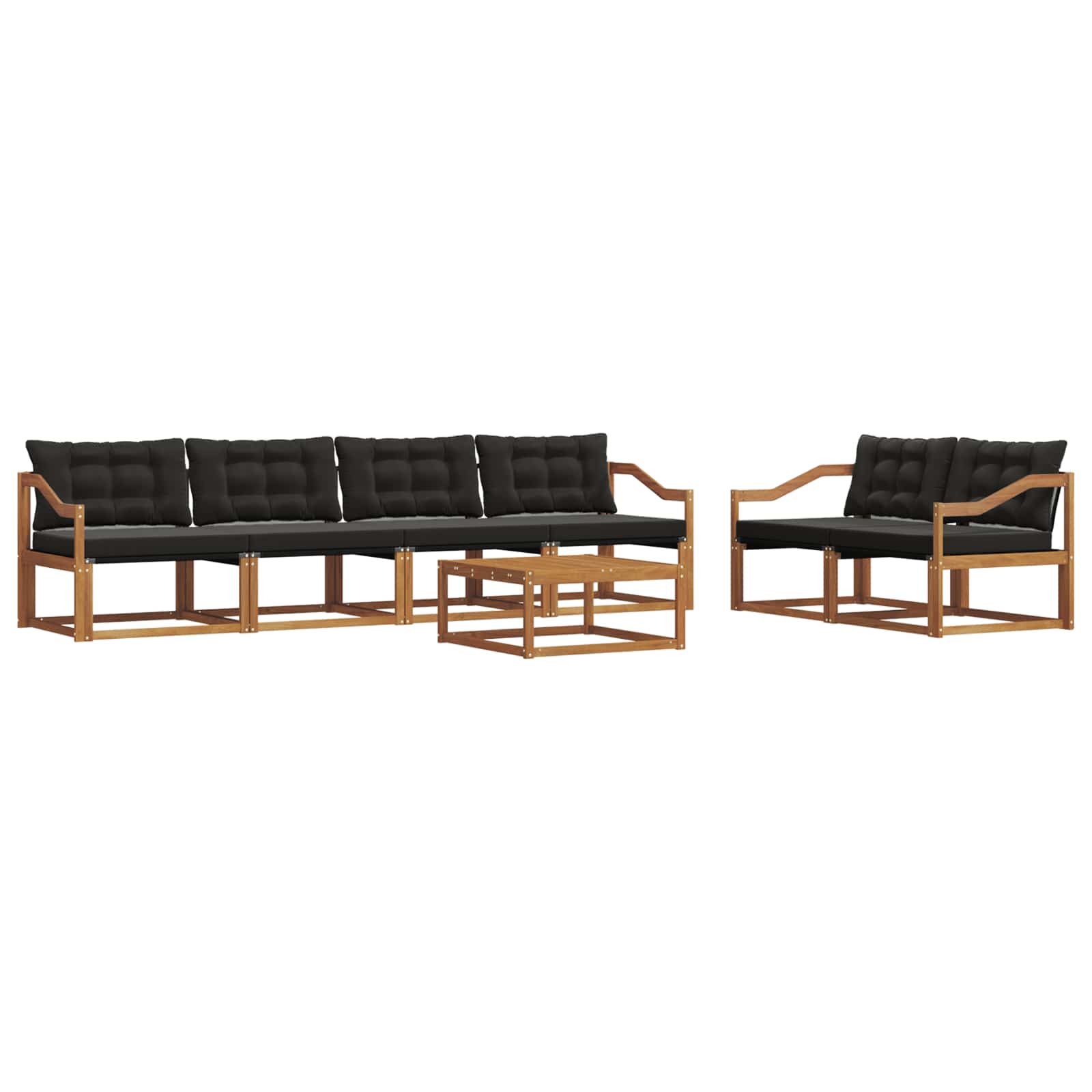 Buiten bankenset met kussen 7 pcs Natuurlijk en Zwart is nu te koop bij PeponiXL, paradijselijk wonen!