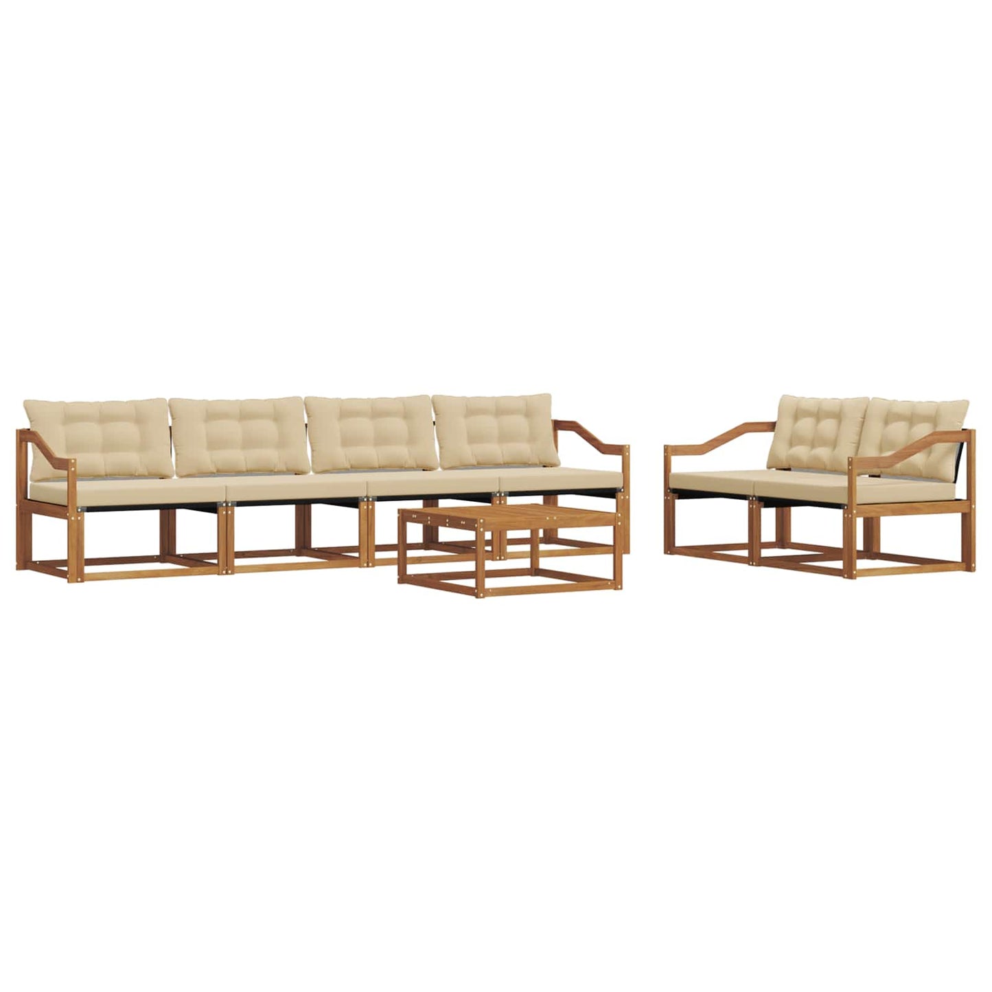 Buiten bankenset met kussen 7 pcs Natuurlijk en Beige is nu te koop bij PeponiXL, paradijselijk wonen!