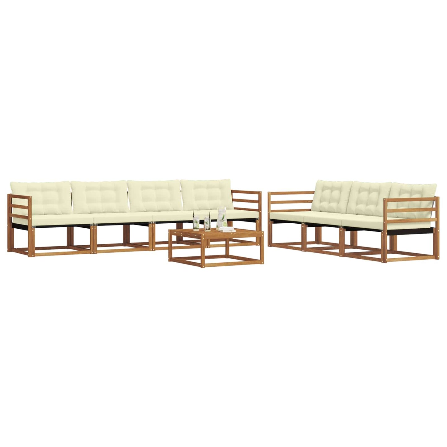 Buiten bankenset met kussen 8 pcs Natuurlijk en Crème is nu te koop bij PeponiXL, paradijselijk wonen!