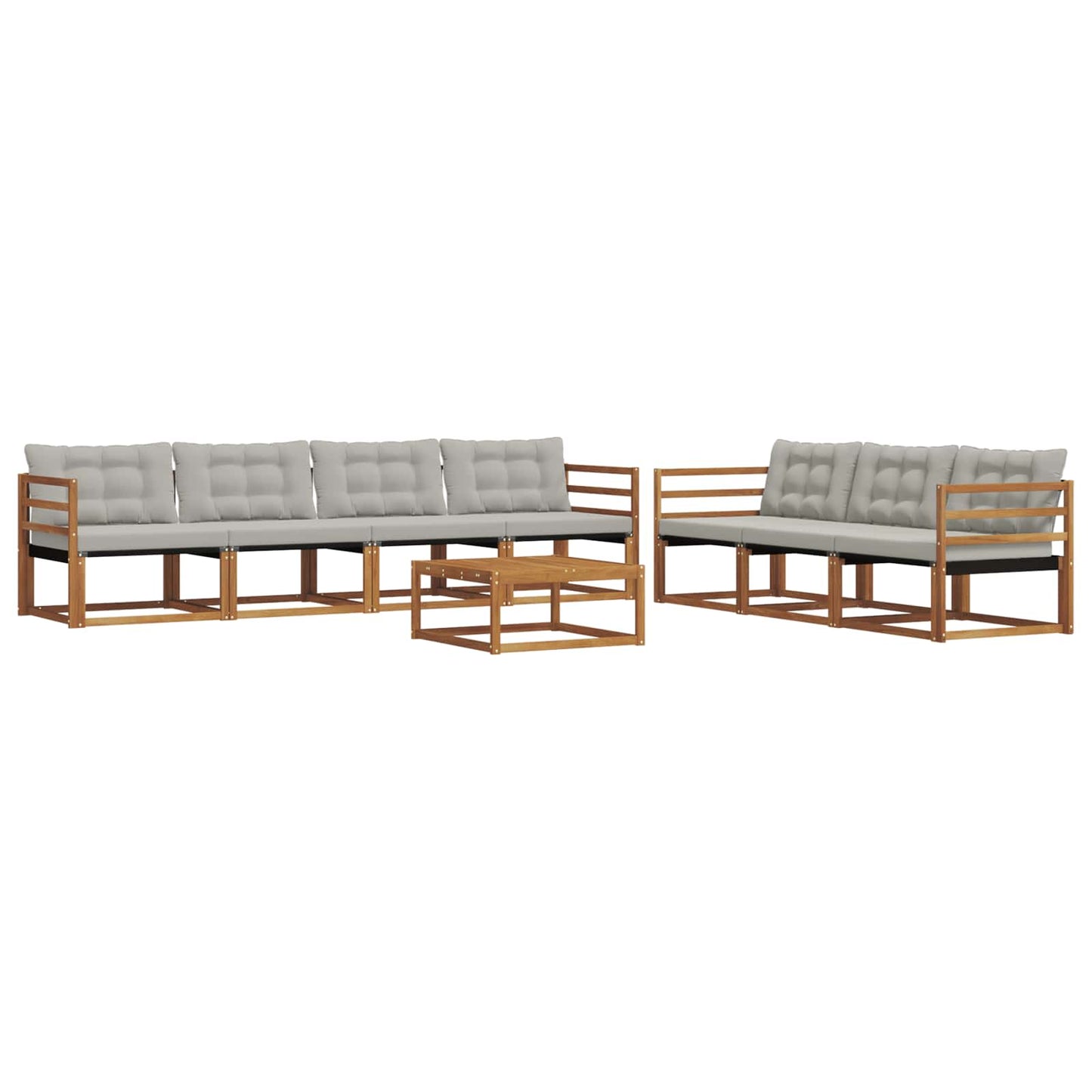 Buiten bankenset met kussen 8 pcs Natuurlijk en Lichtgrijs is nu te koop bij PeponiXL, paradijselijk wonen!