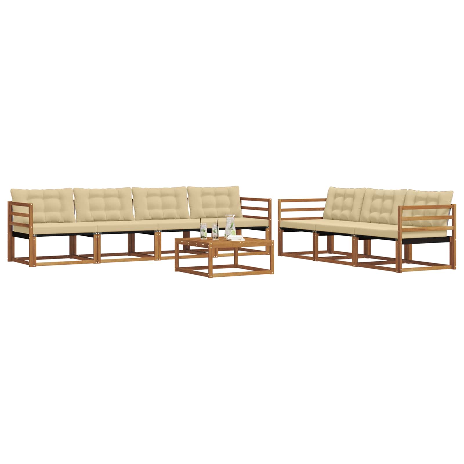 Buiten bankenset met kussen 8 pcs Natuurlijk en Beige is nu te koop bij PeponiXL, paradijselijk wonen!