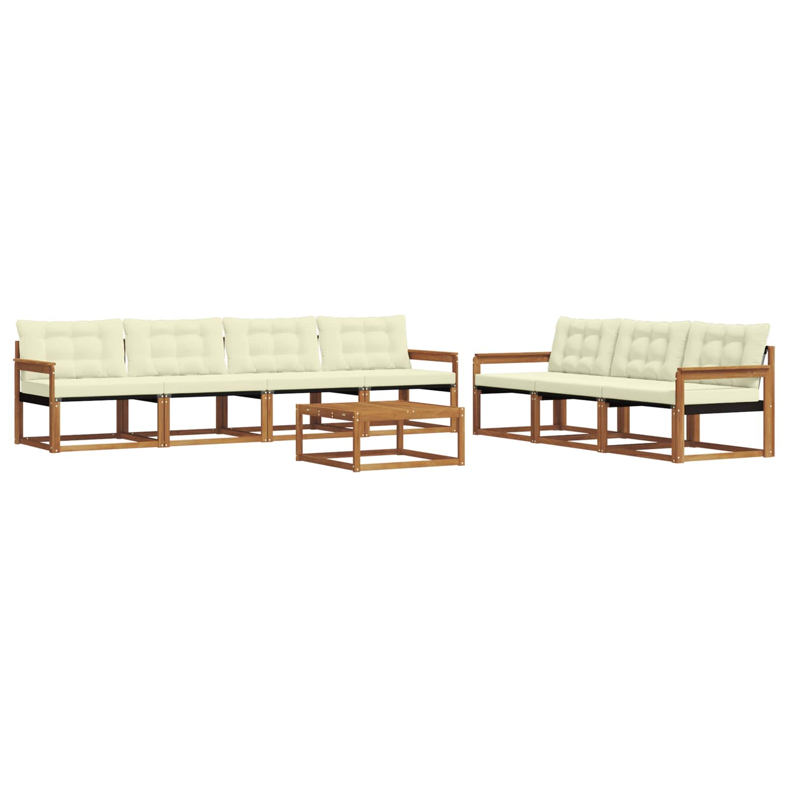 Buiten bankenset met kussen 8 pcs Natuurlijk en Crème is nu te koop bij PeponiXL, paradijselijk wonen!