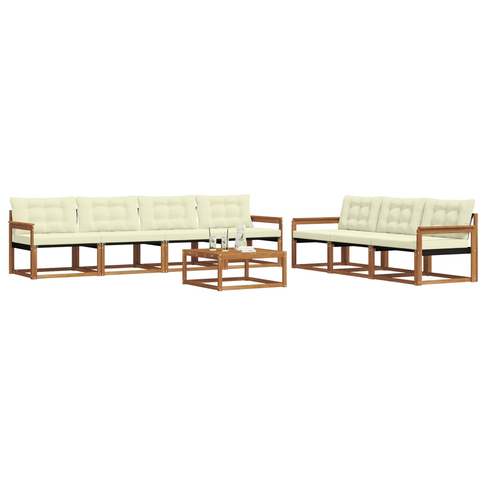 Buiten bankenset met kussen 8 pcs Natuurlijk en Crème is nu te koop bij PeponiXL, paradijselijk wonen!