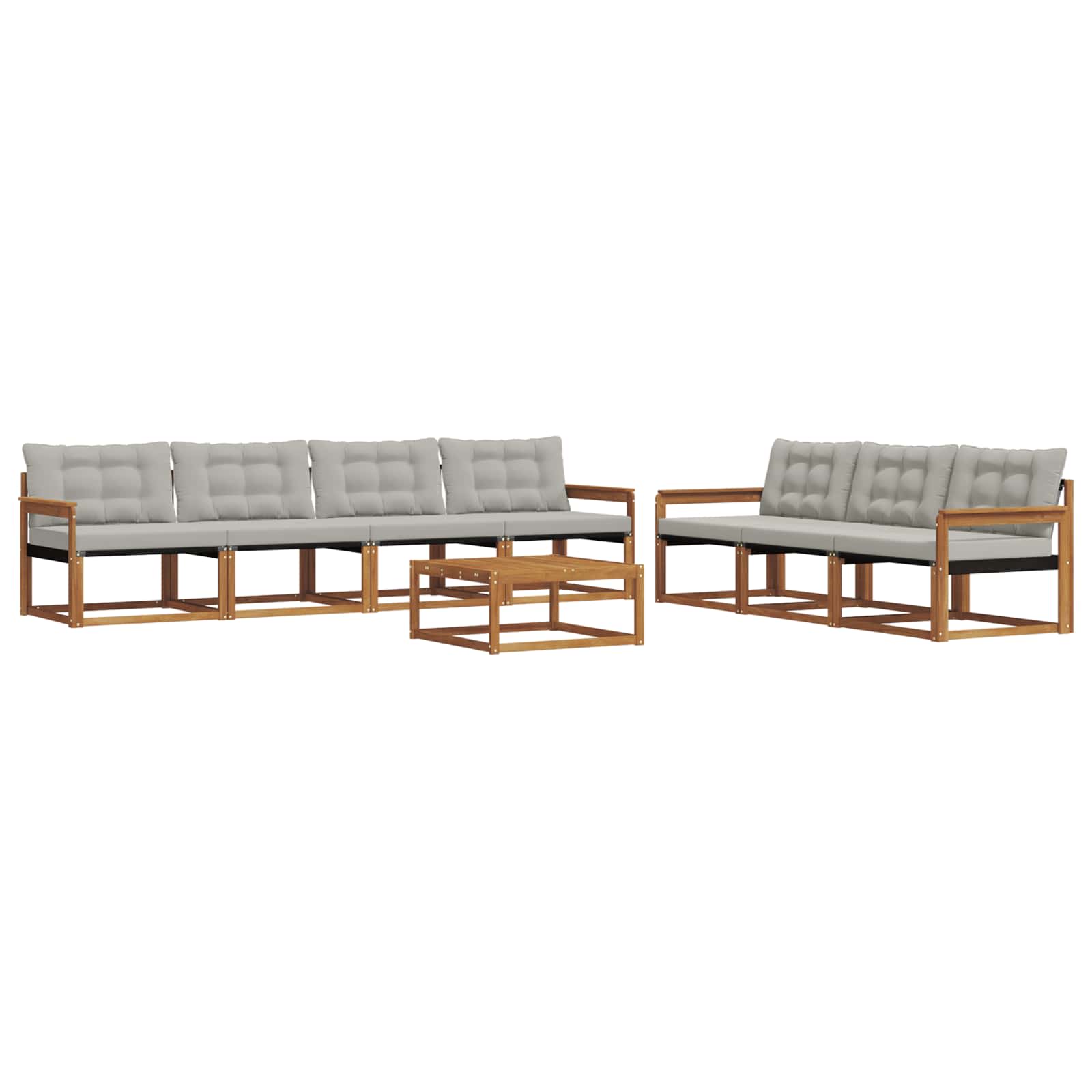 Buiten bankenset met kussen 8 pcs Natuurlijk en Lichtgrijs is nu te koop bij PeponiXL, paradijselijk wonen!