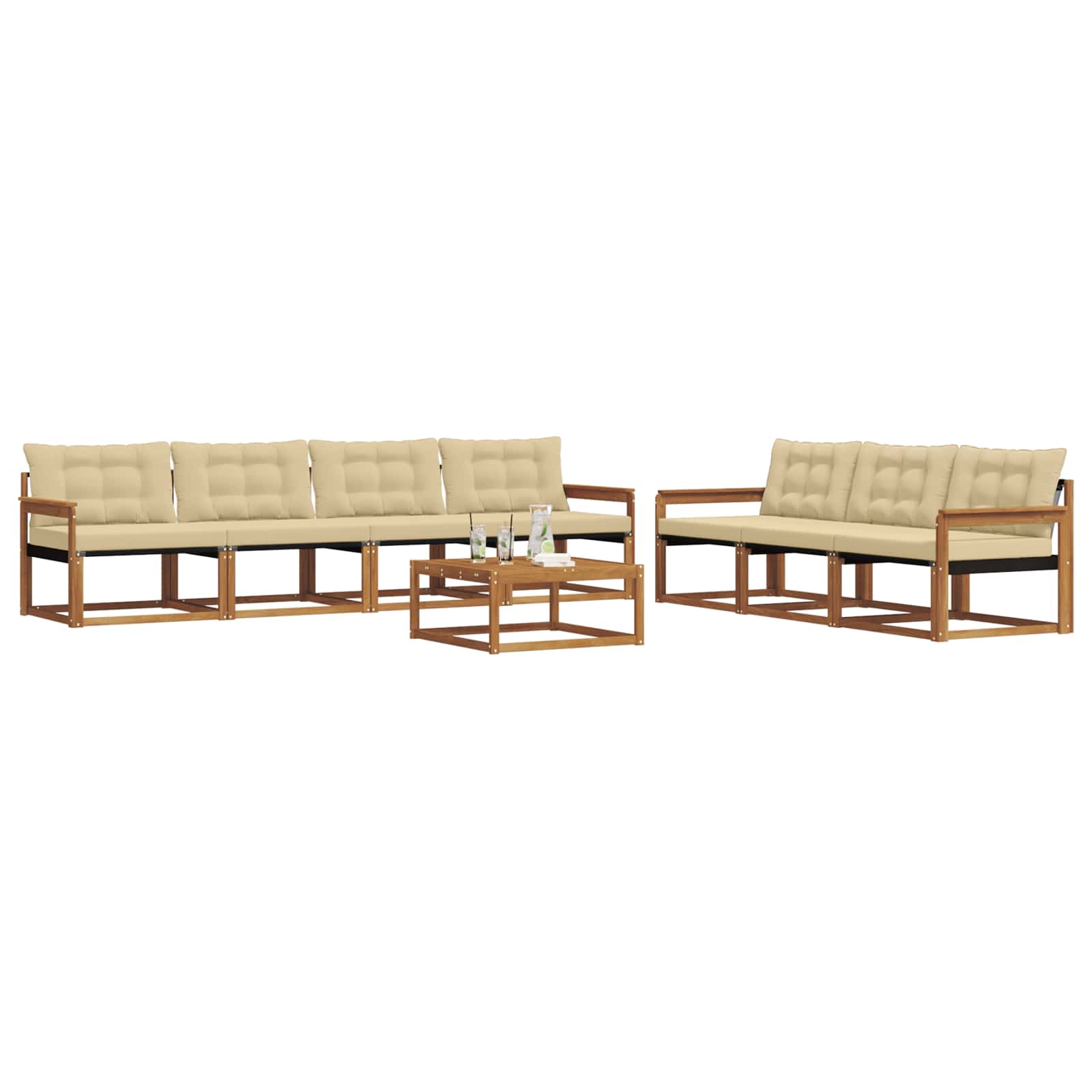 Buiten bankenset met kussen 8 pcs Natuurlijk en Beige is nu te koop bij PeponiXL, paradijselijk wonen!