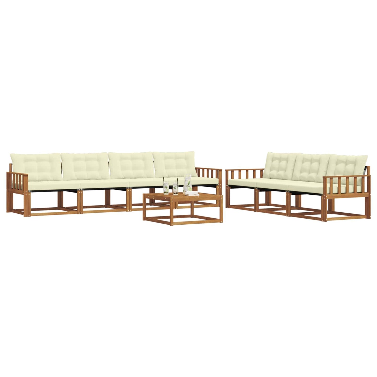 Buiten bankenset met kussen 8 pcs Natuurlijk en Crème is nu te koop bij PeponiXL, paradijselijk wonen!