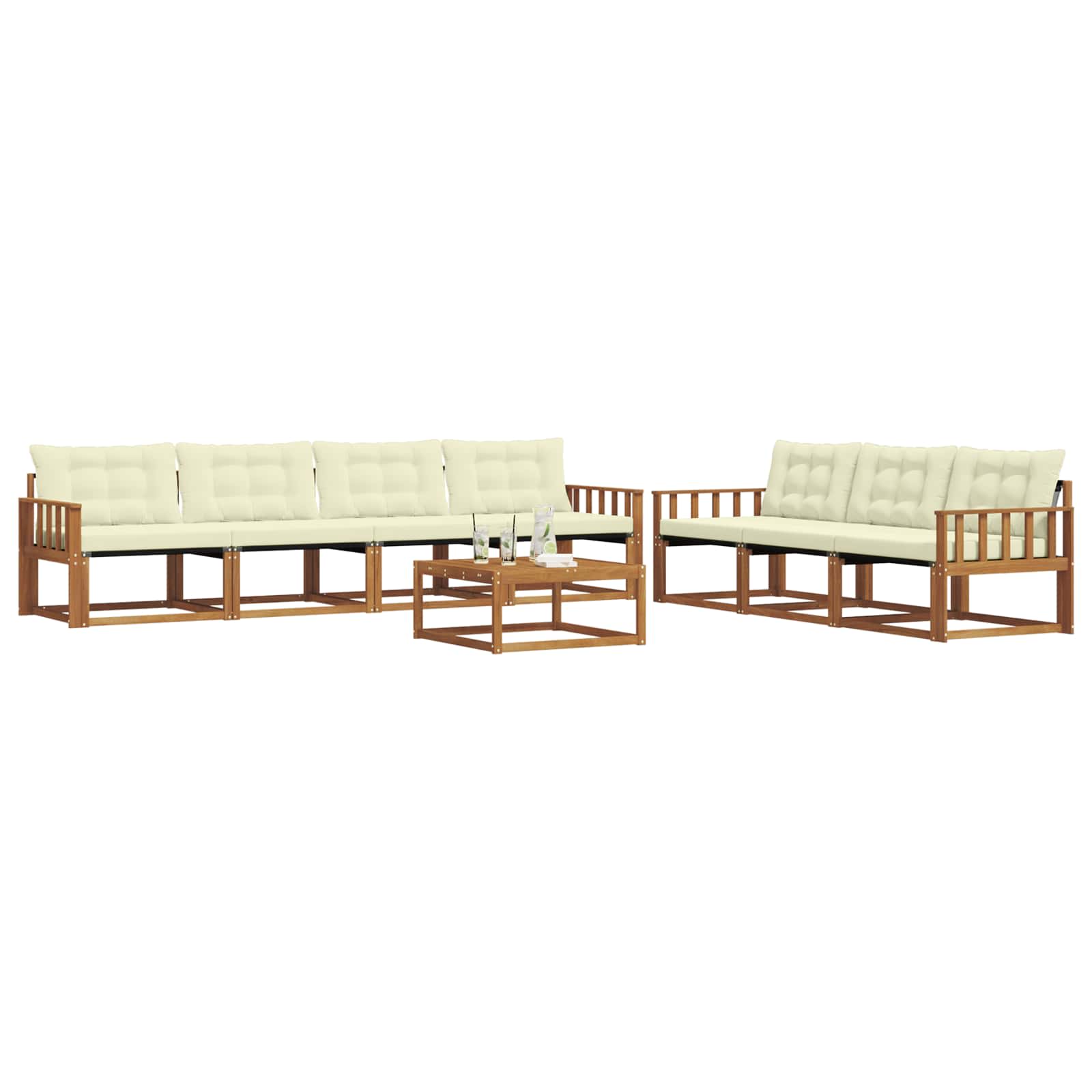 Buiten bankenset met kussen 8 pcs Natuurlijk en Crème is nu te koop bij PeponiXL, paradijselijk wonen!