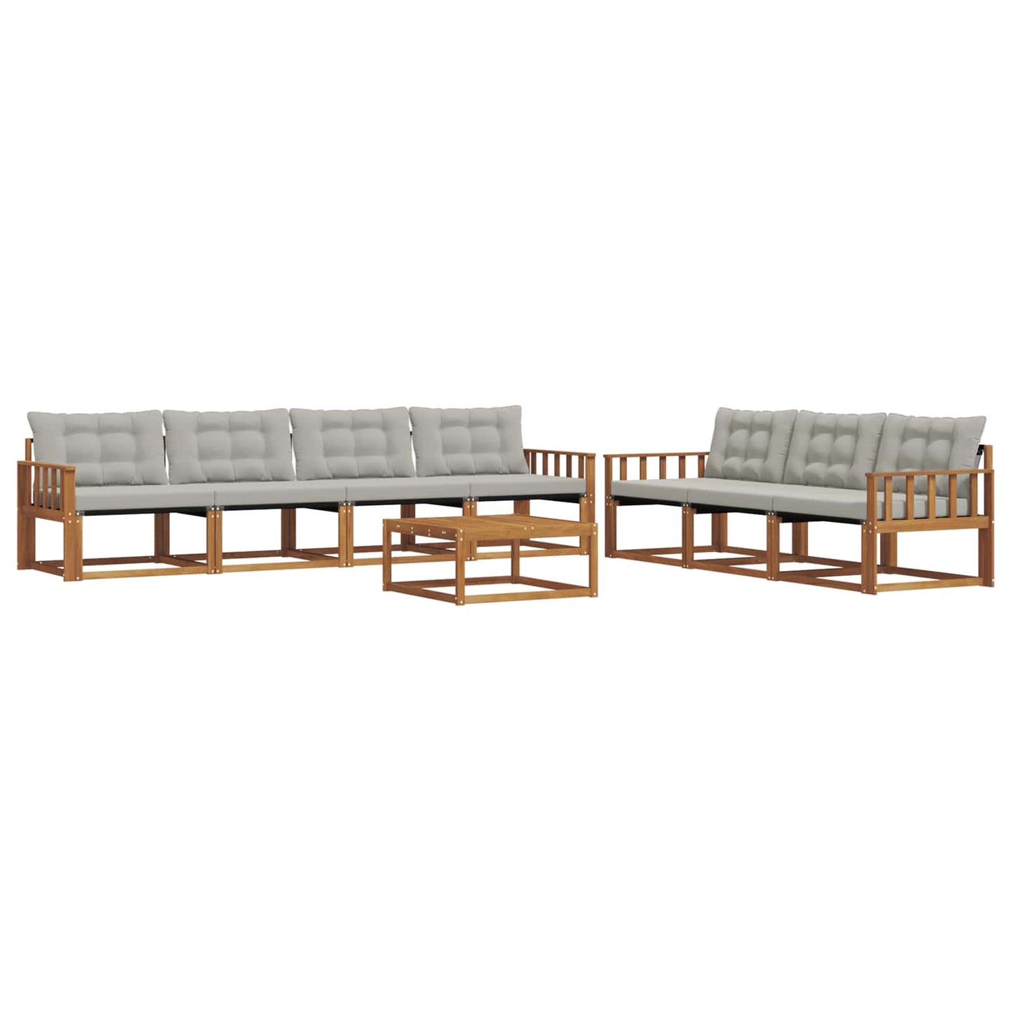 Buiten bankenset met kussen 8 pcs Natuurlijk en Lichtgrijs is nu te koop bij PeponiXL, paradijselijk wonen!