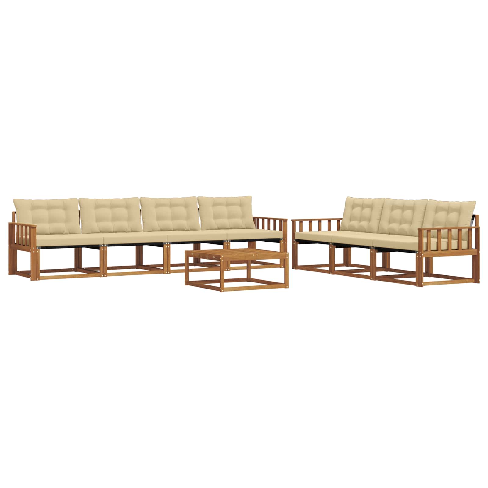 Buiten bankenset met kussen 8 pcs Natuurlijk en Beige is nu te koop bij PeponiXL, paradijselijk wonen!