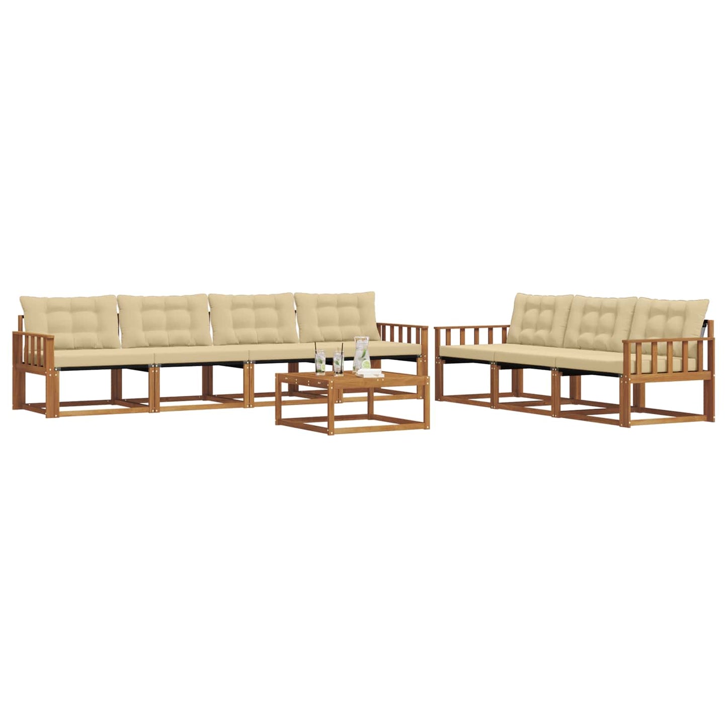 Buiten bankenset met kussen 8 pcs Natuurlijk en Beige is nu te koop bij PeponiXL, paradijselijk wonen!
