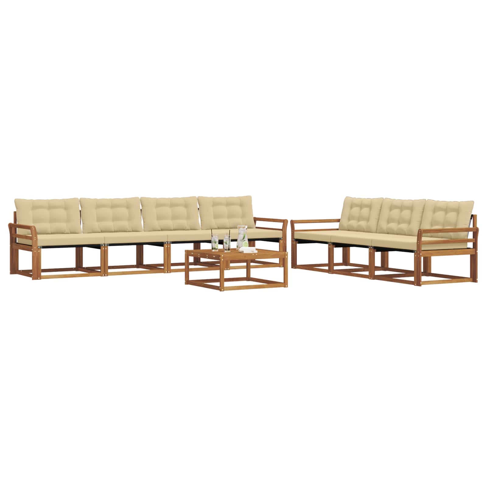 Buiten bankenset met kussen 8 pcs Natuurlijk en Beige is nu te koop bij PeponiXL, paradijselijk wonen!