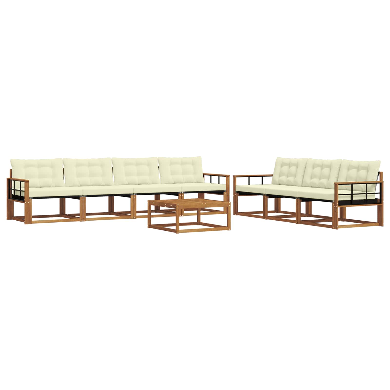 Buiten bankenset met kussen 8 pcs Natuurlijk en Crème is nu te koop bij PeponiXL, paradijselijk wonen!