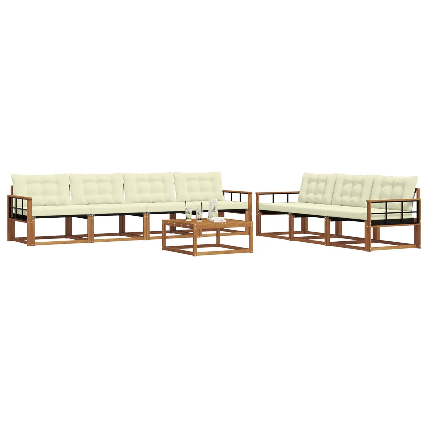 Buiten bankenset met kussen 8 pcs Natuurlijk en Crème is nu te koop bij PeponiXL, paradijselijk wonen!